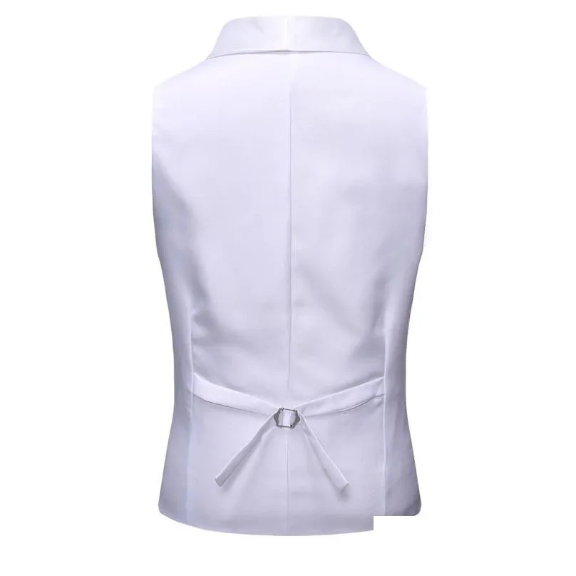 white shawl collar tuxedo vest men suit dress brand slim sleeveless vest waistcoat male party wedding groom gilet homme costume 220225