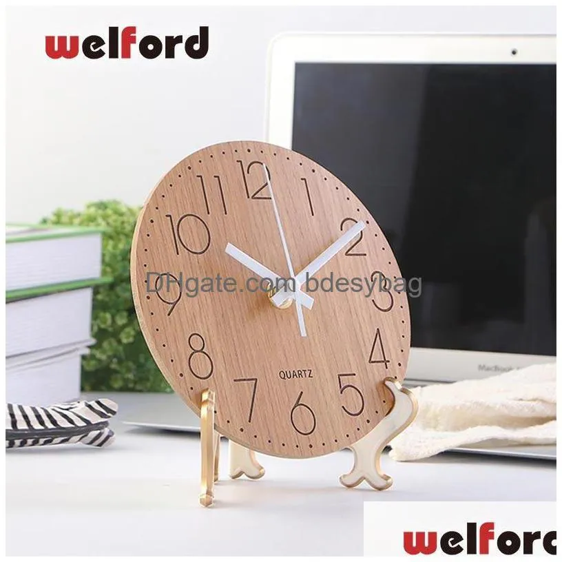 desk table clocks creative wooden clock european circular bedroom decor for student office desktop watch home