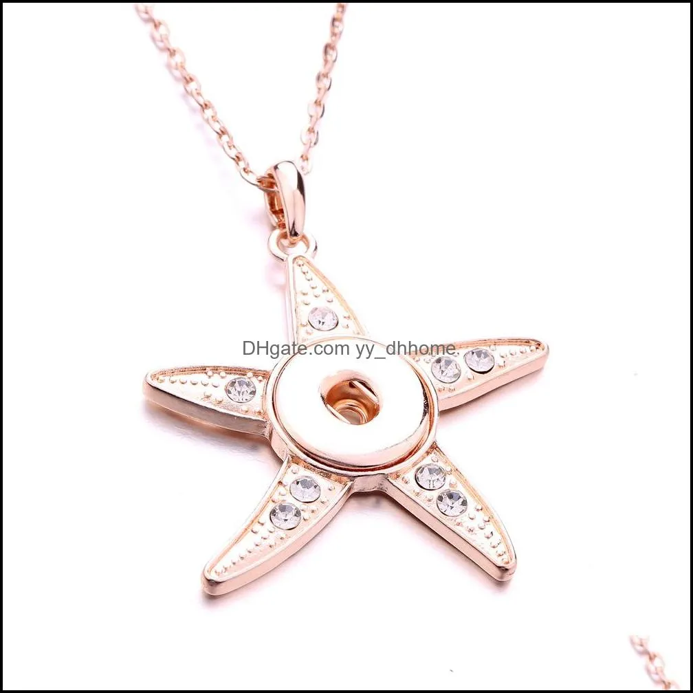 noosa snap button pendant necklace rose gold owl star crystal chunks simple fit 18mm snap buttons jewelry