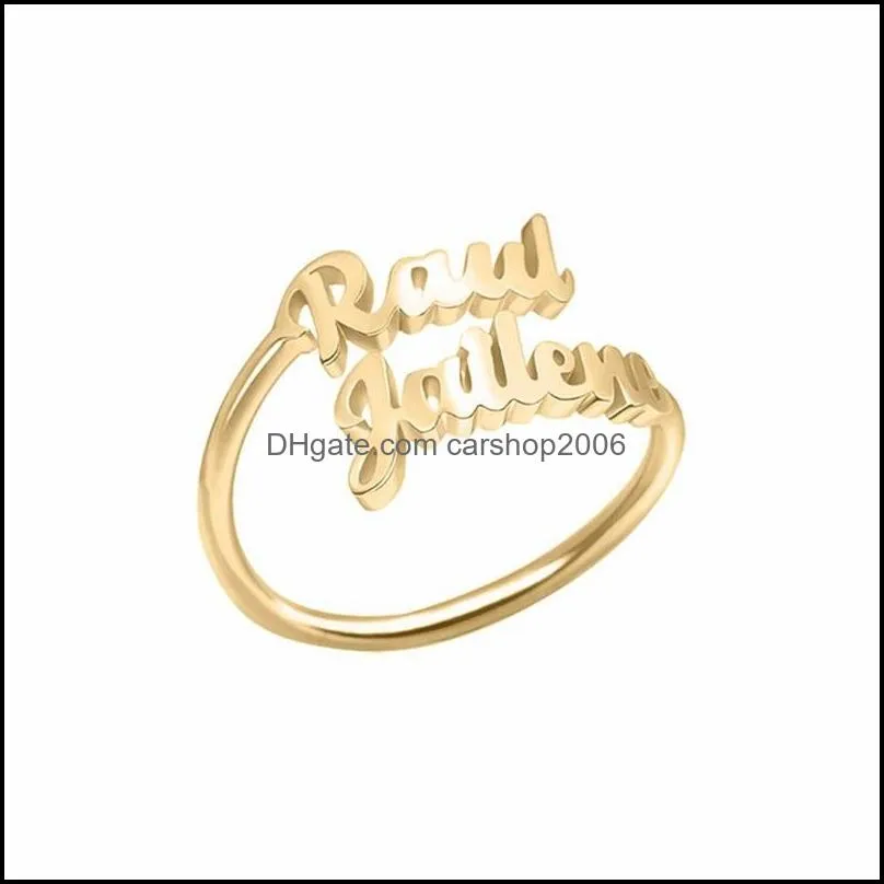 two name rvs rings for women gold customized couples names on ring mother daughter jewelry poison649 t2