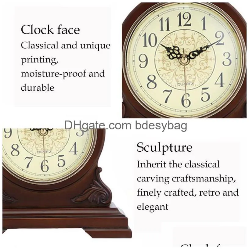 desk table clocks european solid wooden clock vintage home decoration watch living room office wood gift