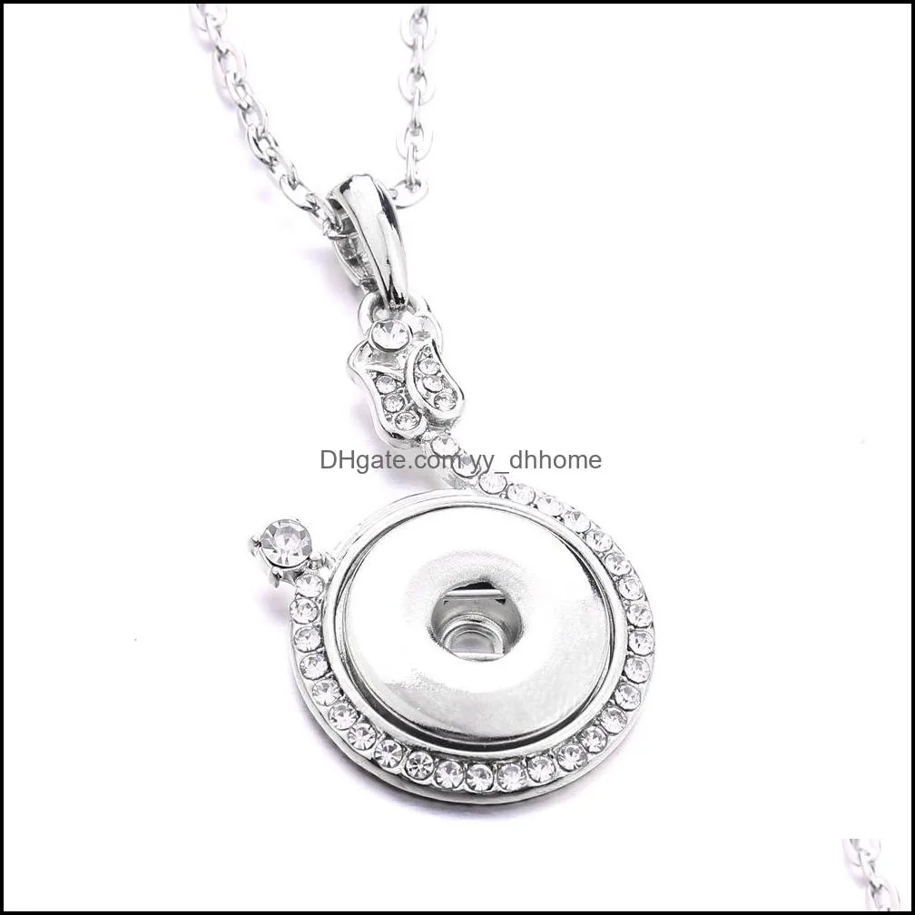noosa snap button pendant necklace waterdrop crystal chunks simple silver color fit 18mm snap buttons diy jewelry