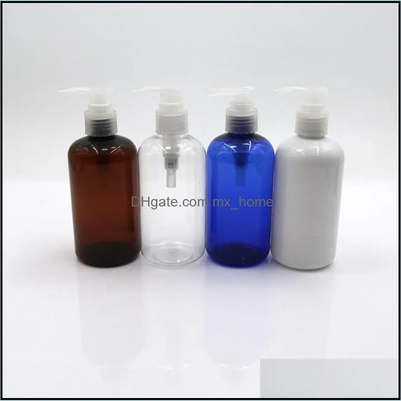 empty hair blue white clear 150pcs 250ml amber pet plastic shampoo bottle with pump and aluminum cap