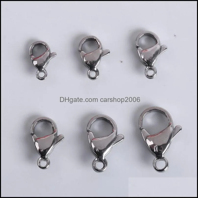 20pcs/lot stainless steel lobster clasps for jewelry making necklace bracelet finding end clasps connectors hooks accessories 1379 q2