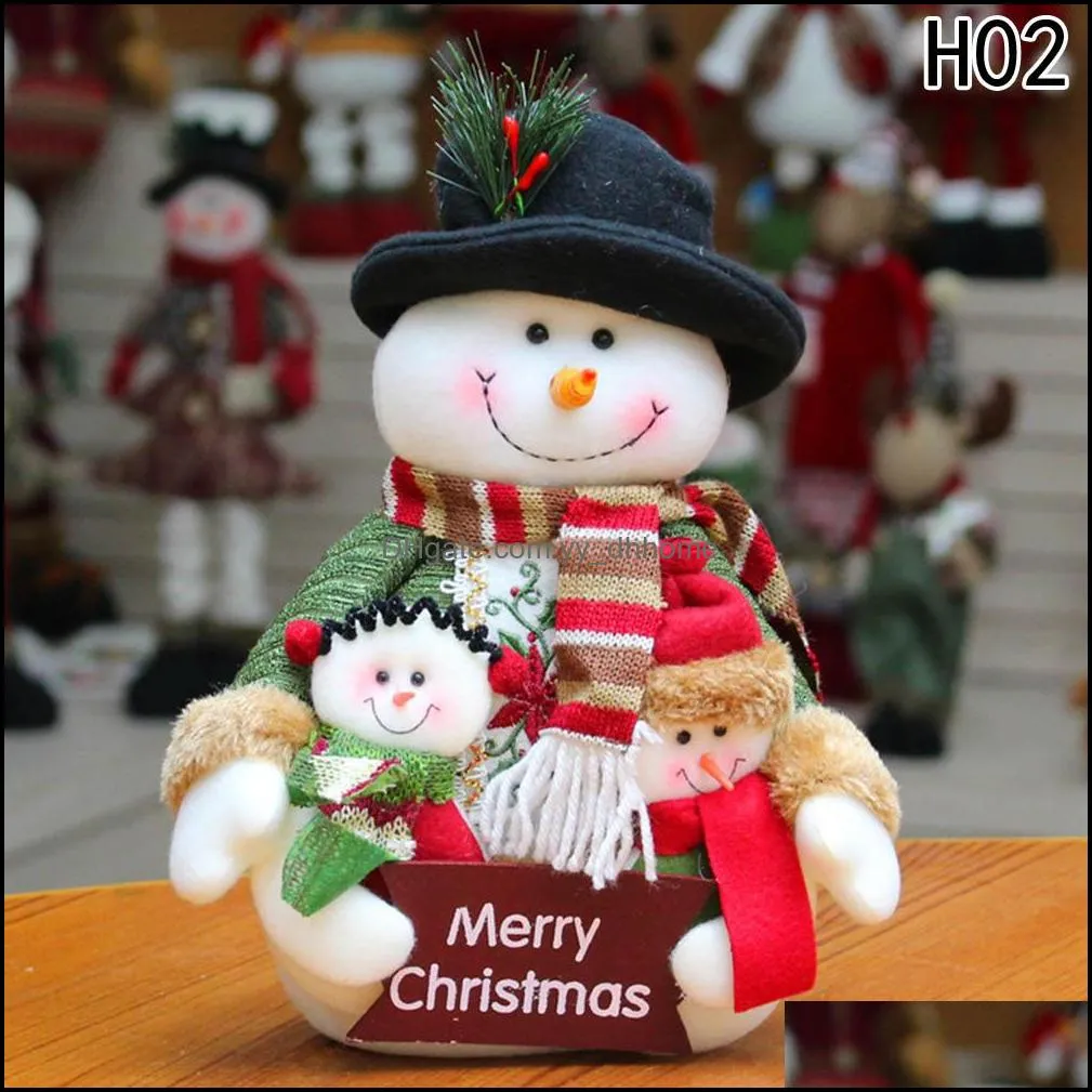 cute xmas santa snowman family portrait rag doll decoration merry christmas