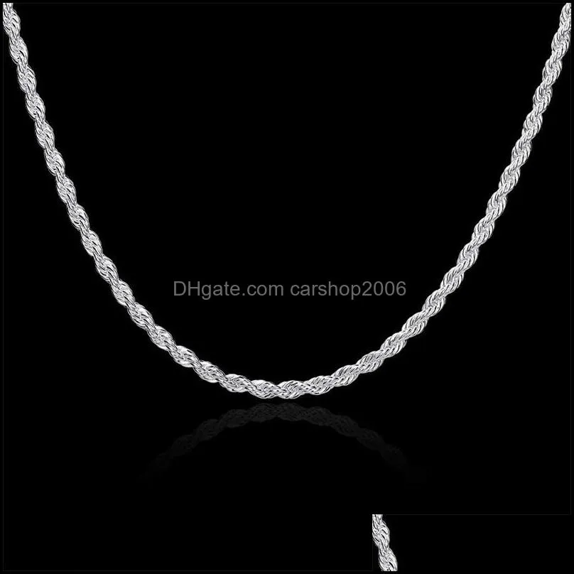  arrival flash twisted rope necklace men sterling silver plate necklace stsn067 fashion 925 silver chains necklace 2833 q2