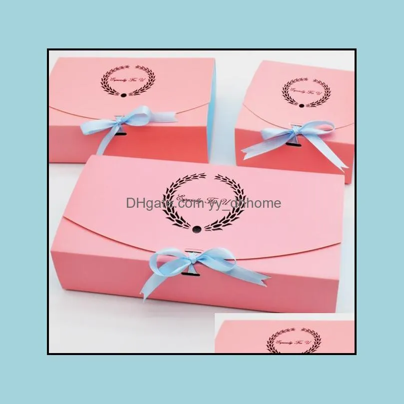 10pcs especially for u pink paper cake box party gift packaging box for chocolate cookie candy package wedding gift packing