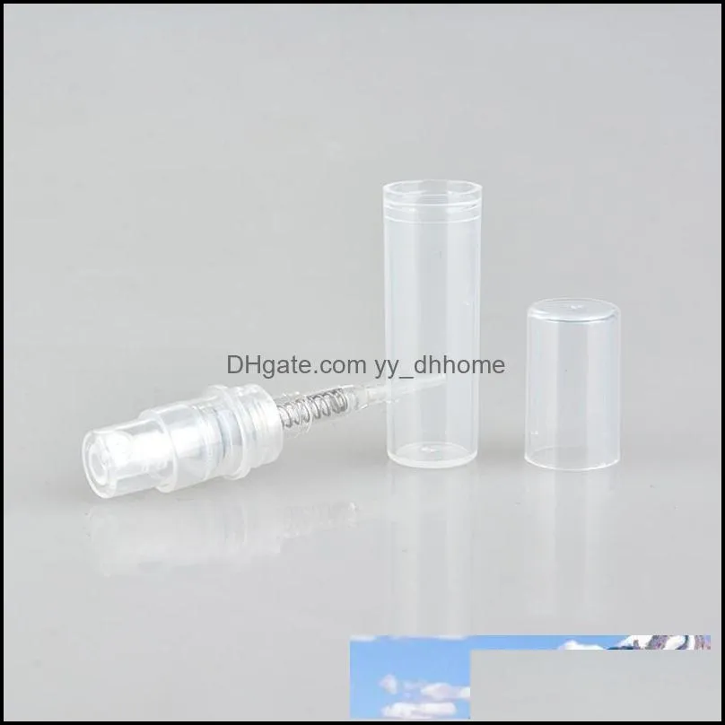 1000pcs plastic perfume spray empty bottle 2ml 2g refillable sample cosmetic container mini small round atomizer for lotion lx1028