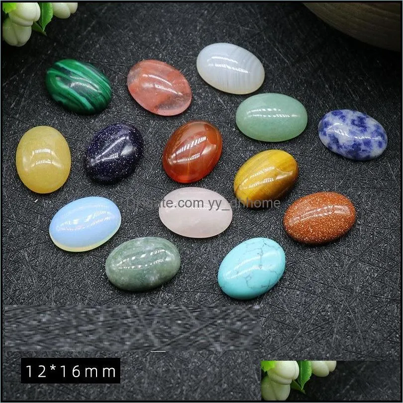 12x16mm flat back assorted loose stone oval cab cabochons beads for jewelry making healing crystal wholesale