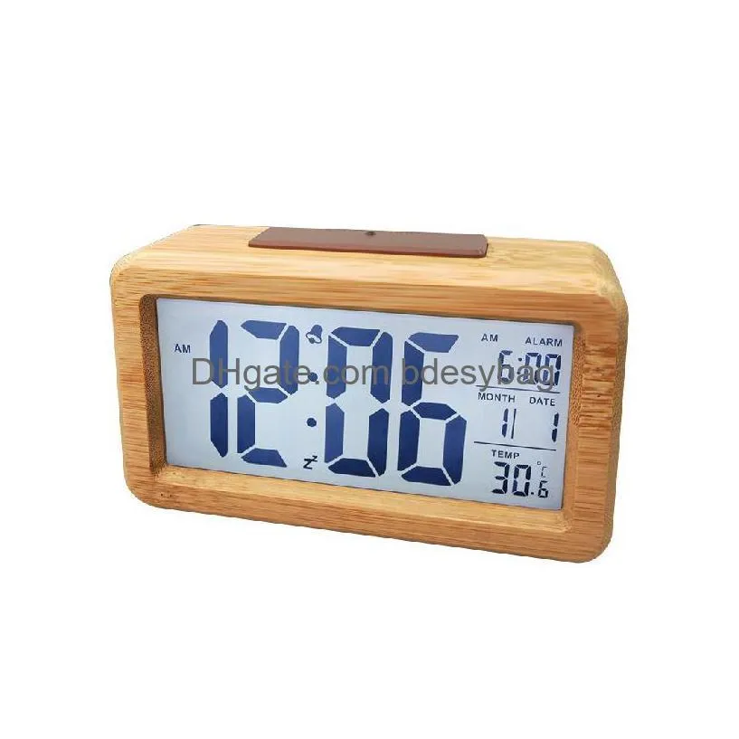 desk table clocks solid wood clock desktop alarm room living decoration electronic fashion office