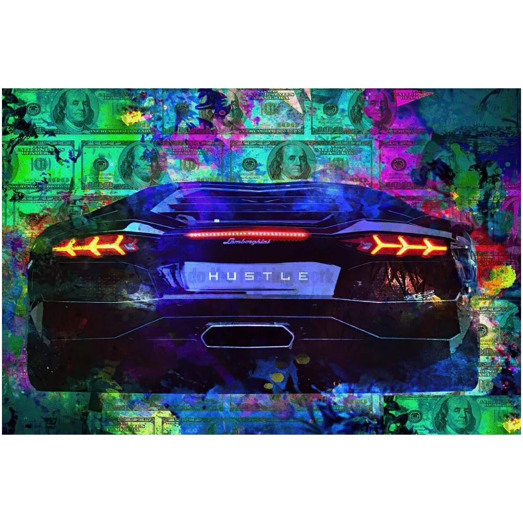 graffiti bull dollar keyboard print colorful canvas painting print posters sports car luxury wall art picture home decor cuadros