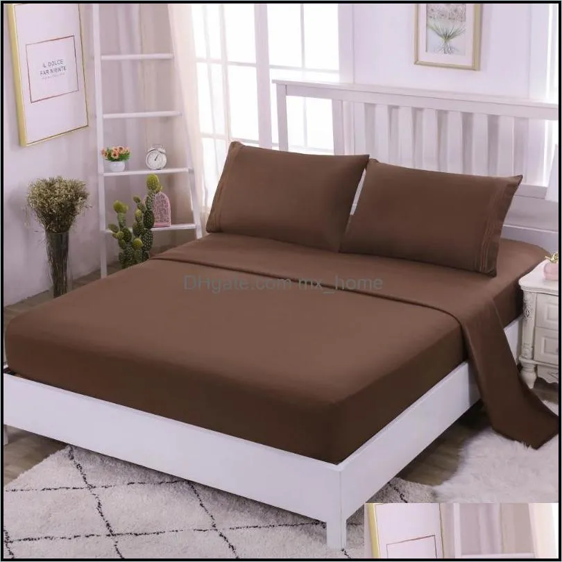 bedding sets 100 egypt cotton set solid color with elastic band bed lines el style twin queen king 3/4pcs