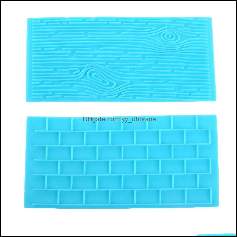 2pcs/set silicone mold wood cake fondant wall brick wood grain embosser cuer diy mould baking cake tool ladrillos de fondant