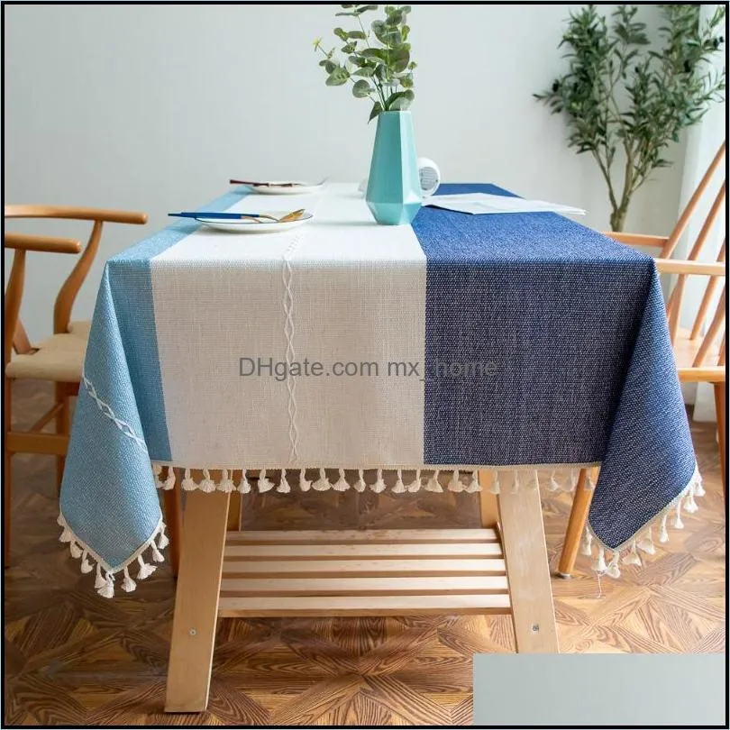 table cloth european and american tablecloth striped cotton linen coffee fabric nordic solid color