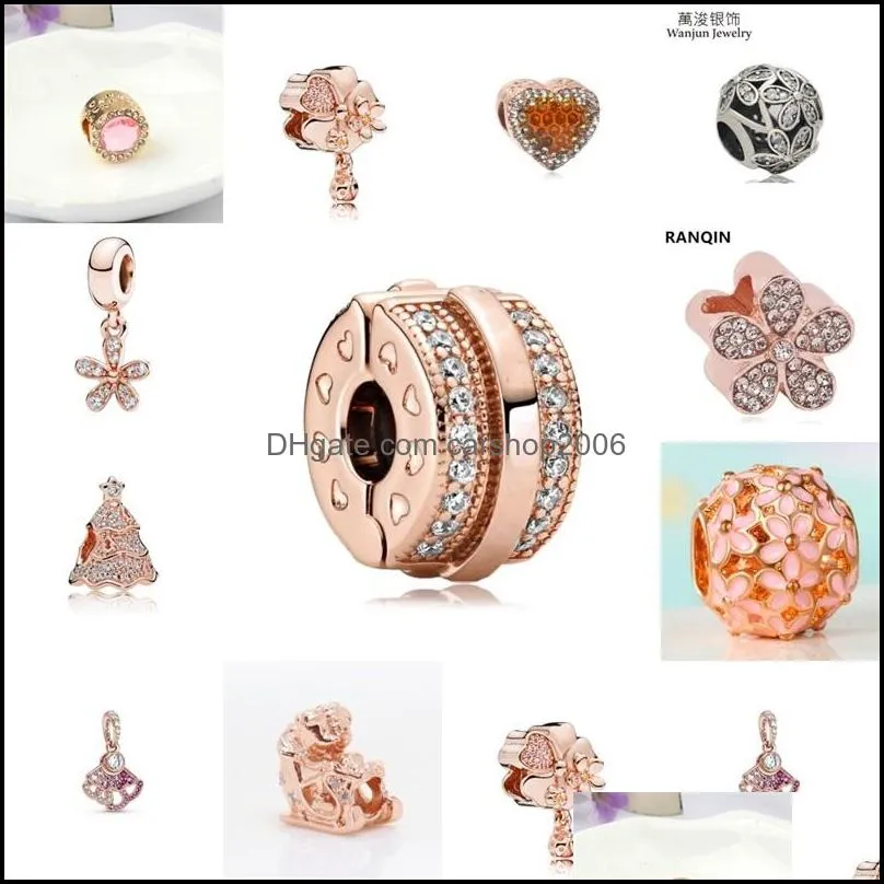 couqcy 2021 1pc european rose gold love tree present flower crown clip beads fit pandora charms bracelet women gift jewelry 2040