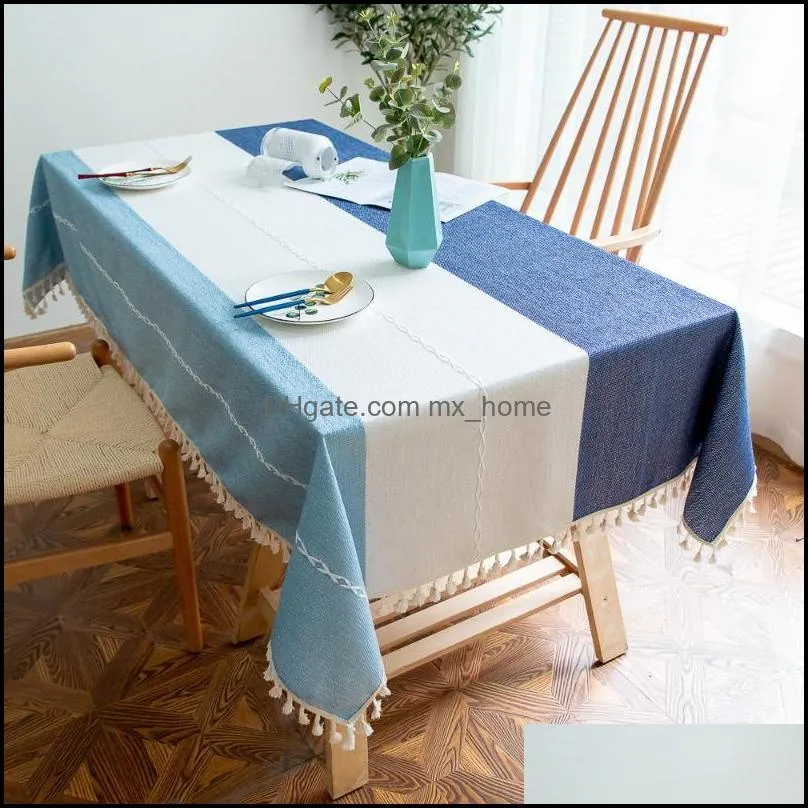 table cloth european and american tablecloth striped cotton linen coffee fabric nordic solid color