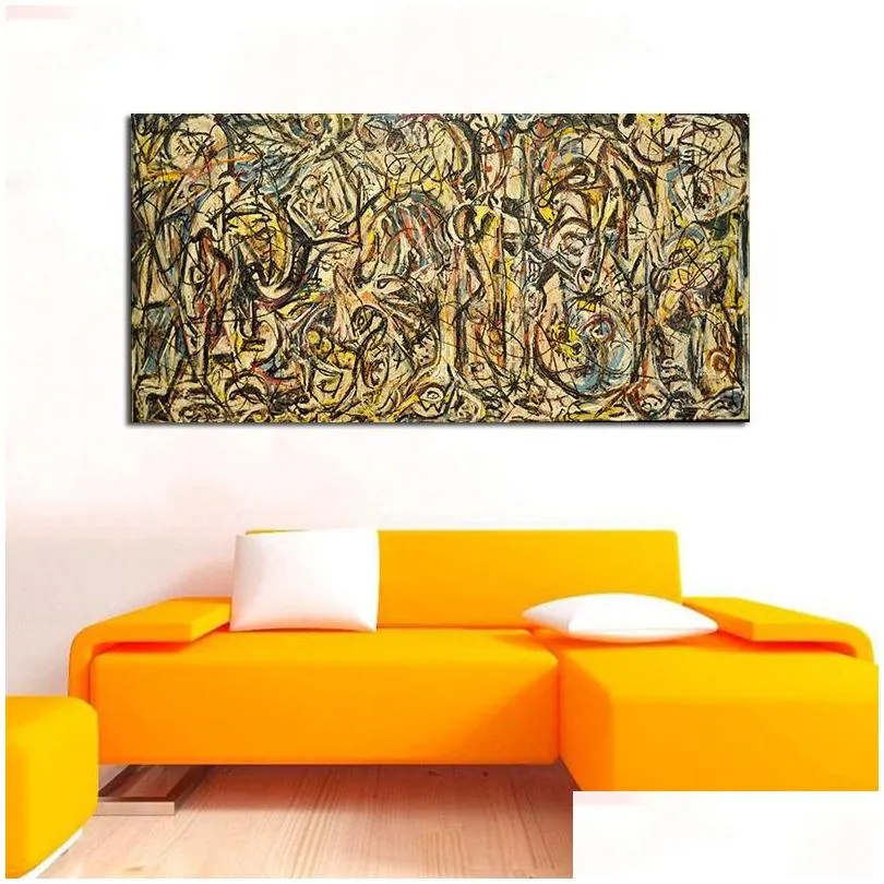 large size wall art canvas painting abstract poster jackson pollock art picture hd print for living room study decoration