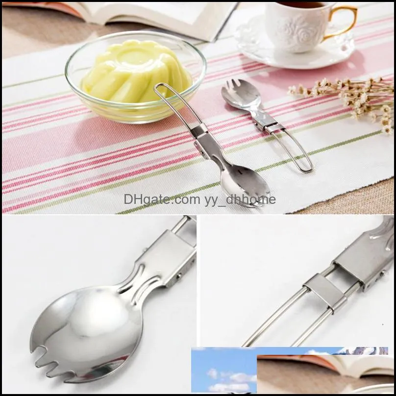 lightweight flatware spoons outdoor stainless steel folding fork cutlery portable picnic tableware camping foldable knife spoons
