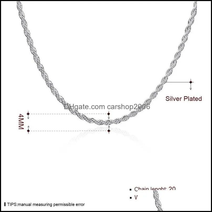  arrival flash twisted rope necklace men sterling silver plate necklace stsn067 fashion 925 silver chains necklace 2833 q2