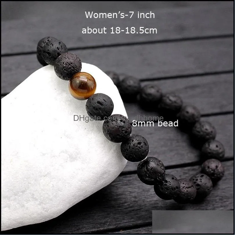 fashion men lava beads bracelets black volcanic rock tiger eyes beads energy stone beads handmade buddha prayer beaded bracelets for