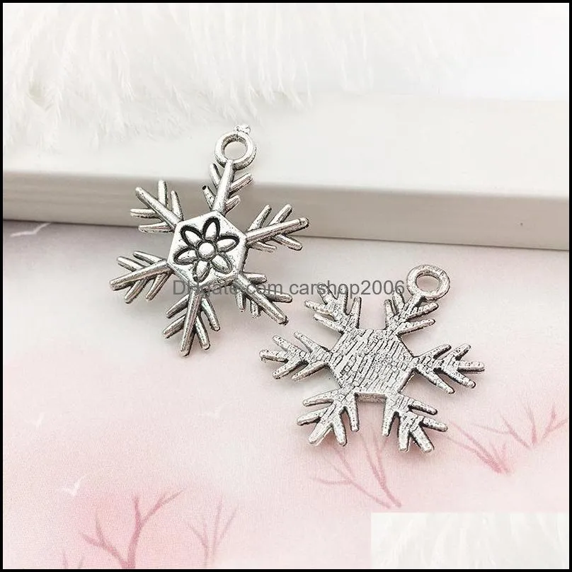 mixed christmas snowflake charms pendants fit for necklace bracelet jewelry making diy handmade jewelry antique silver accessories c3