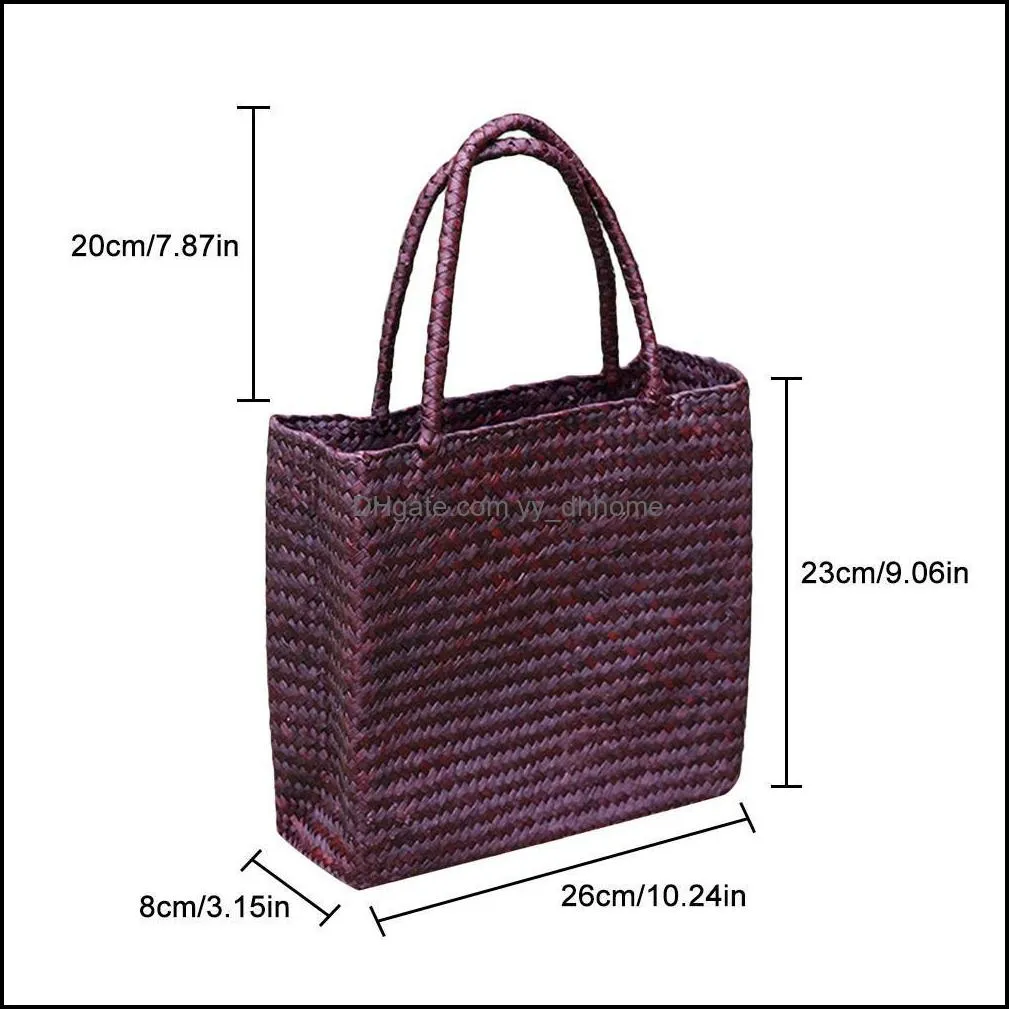handmade woven straw beach bag vintage rattan bags bohemian summer vacation storage bags