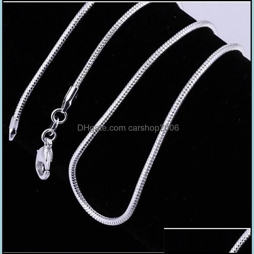 fashion jewelry silver chain 925 necklace snake chain for women 2mm 16 18 20 22 24 inch 111 t2