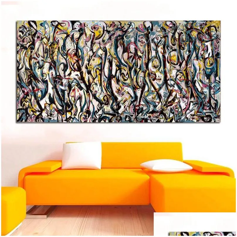 large size wall art canvas painting abstract poster jackson pollock art picture hd print for living room study decoration