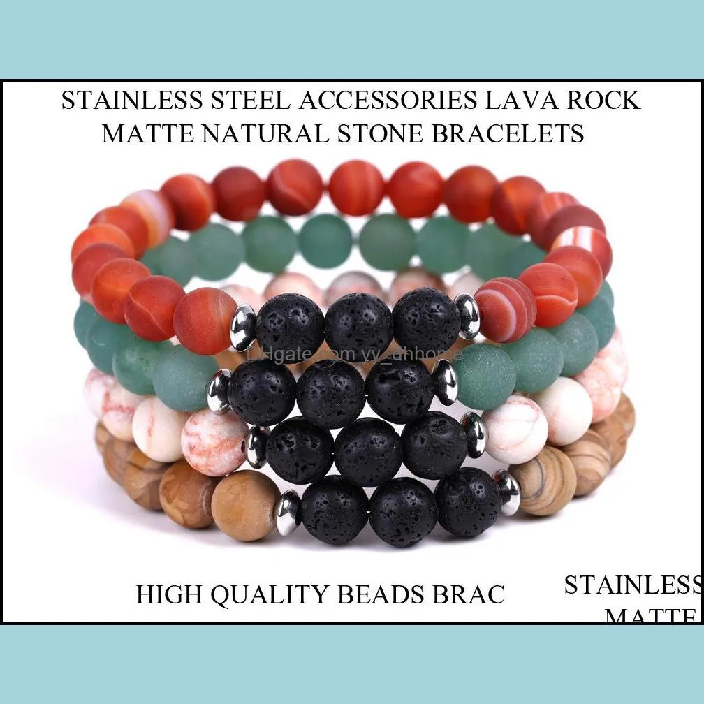 matted stone beaded strand bracelet black lava bead volcanic  oil diffuser chakras bracelets friendships jewelry for women