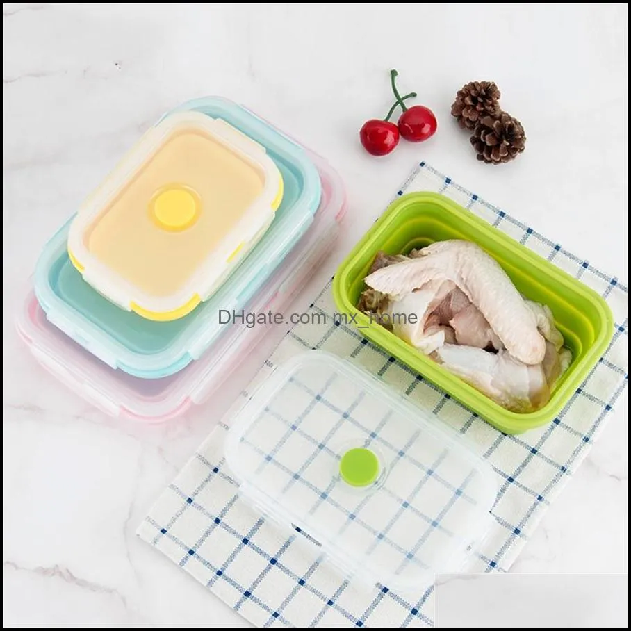 dinnerware sets four piece silicone folding lunch box food storage container color microwave portable picnic rectangular outdoor box