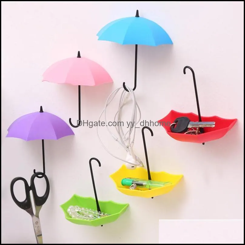 3pcs creative umbrella shape wall mount hook key holder storage stand hanging hooks for bathroom kitchen door 66cy