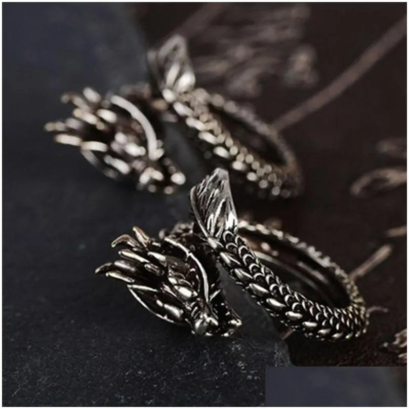 cool opening rings men women jewelry adjustable sterling dragon ring good gifts alloy animal metal unisex gothic punk ring