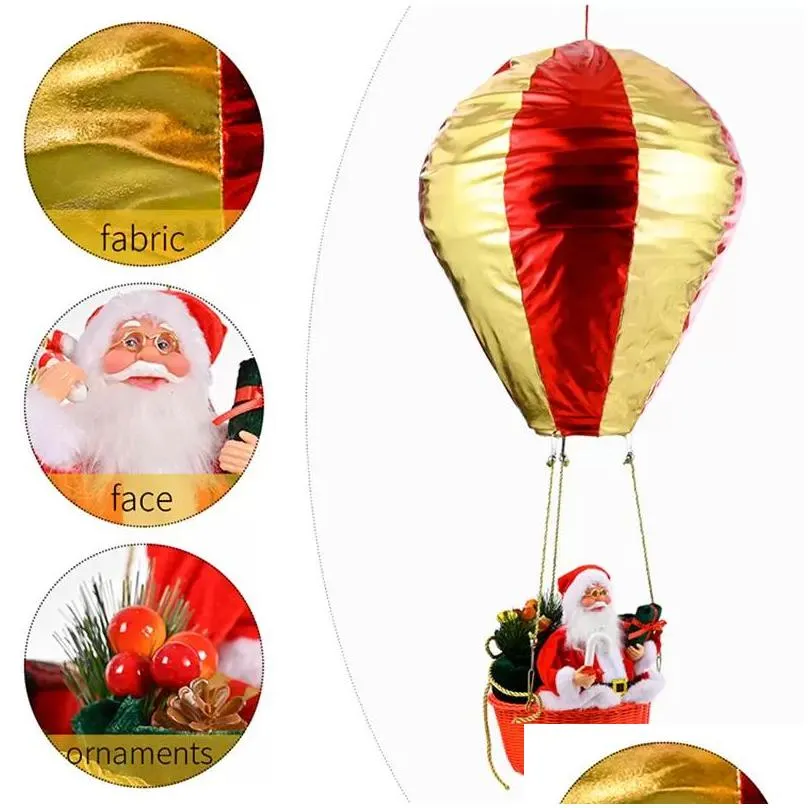 christmas hanging ornament air balloon with santa ceiling pendant indoor outdoor festive holiday decor