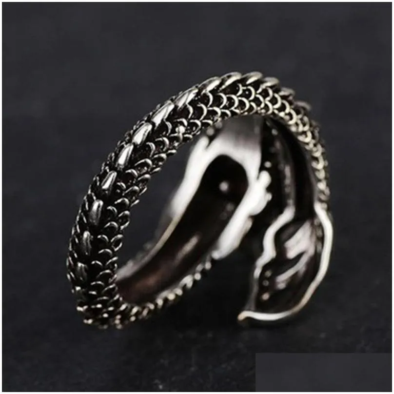 cool opening rings men women jewelry adjustable sterling dragon ring good gifts alloy animal metal unisex gothic punk ring