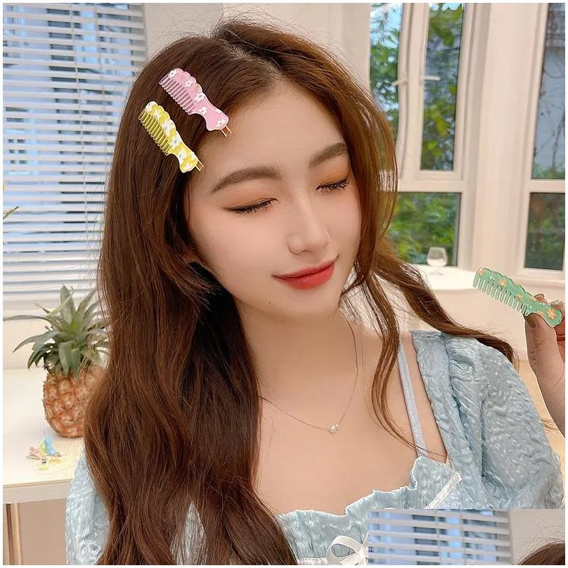 cute comb hair clip female side bangs clips headdress small flower duck beak personality net red summer