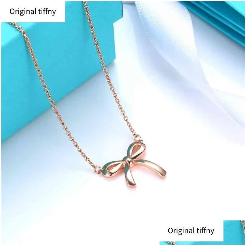 bow pendant necklace s925 sterling silver wimen necklace light luxury design necklace highend valentines day birthday gift g220722