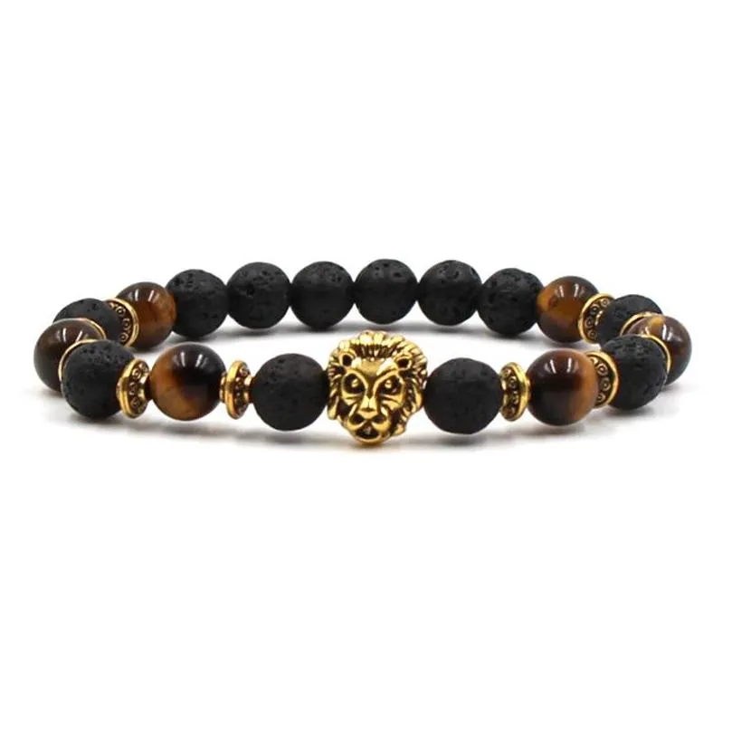 men bead bracelets lava natural stone beads strand bracelet braclet tiger eye stone lava bracelet