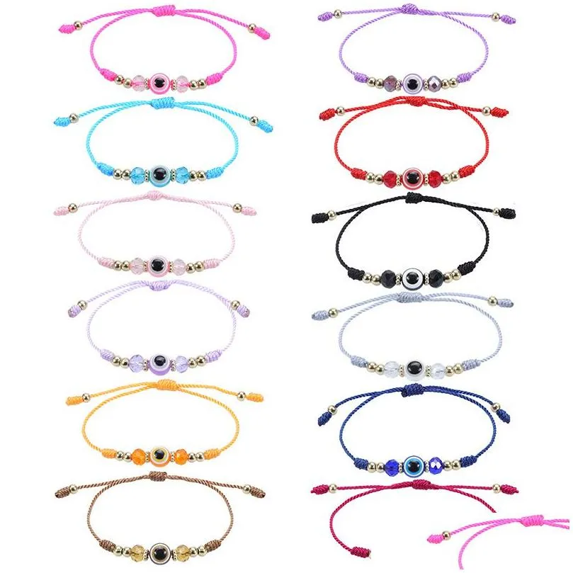 devils eye bracelet crystal beaded strands boys girls lucky adjustable braid knitting