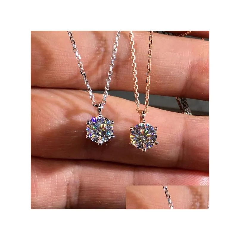 18k goldplated classic pendant clavicle chain six claw imitation zircon female necklace for women jewelry necklaces