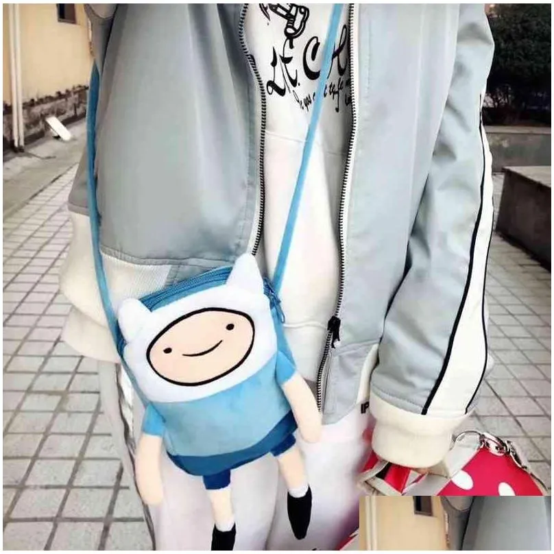 ins finn jake figure crossbody bag swag rap plush coin phone bag anime advanture robert bmo toys for children 220210