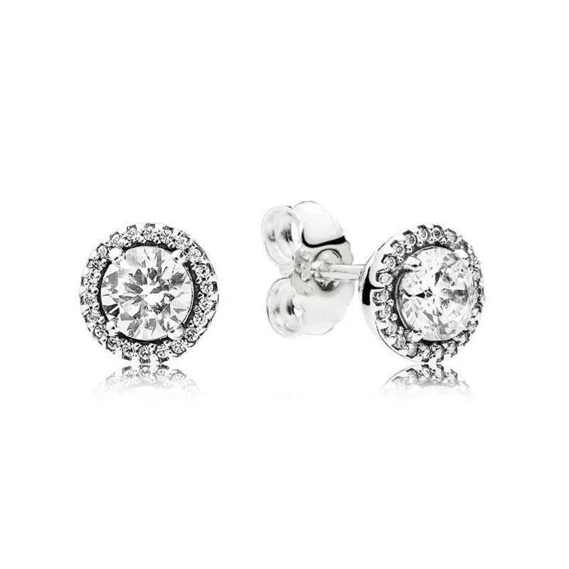 womens luxury fashion jewelry designer earrings original box for pandora 925 sterling silver crystal diamond womens stud earring