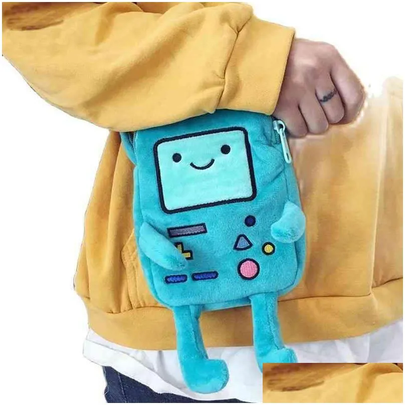 ins finn jake figure crossbody bag swag rap plush coin phone bag anime advanture robert bmo toys for children 220210