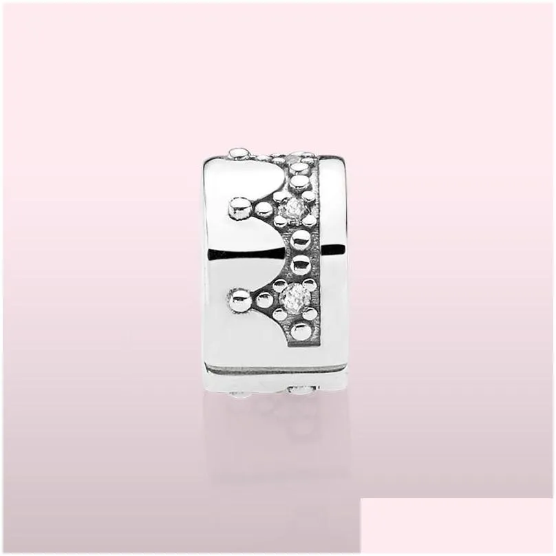 brand jewelry accessories cz diamond crown beads clips original box for pandora 925 sterling silver charms bracelet jewelry making