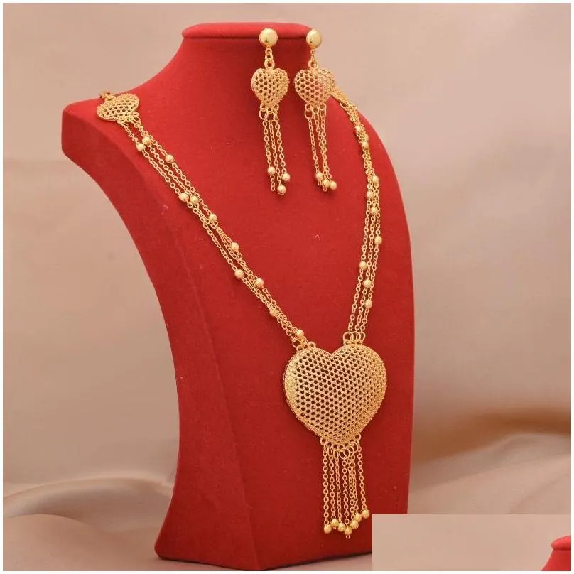 earrings necklace dubai jewelry sets 24k gold plated luxury african wedding gifts bridal bracelet ring jewellery set for women