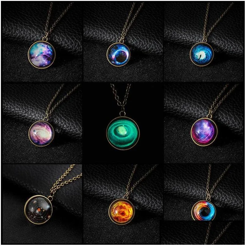 collares ball glass necklace duplex planet crystal stars galaxy pattern pendant necklaces girlfriend gift long chain maxi necklace