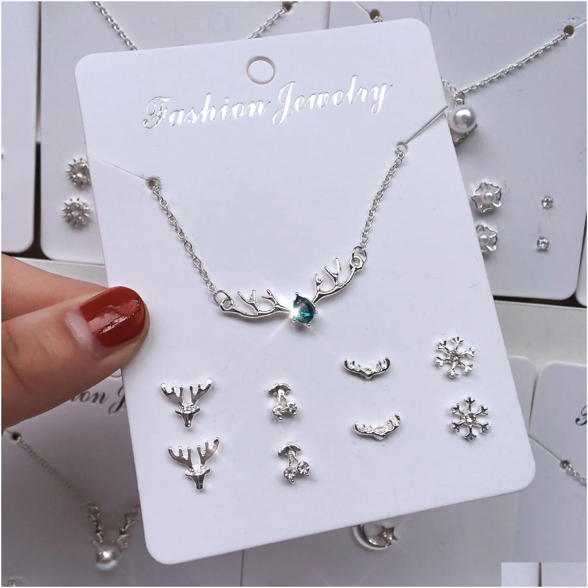 jewelerry set pendant necklace earrings ins korean version clavicle chain simple personality earring pendant 