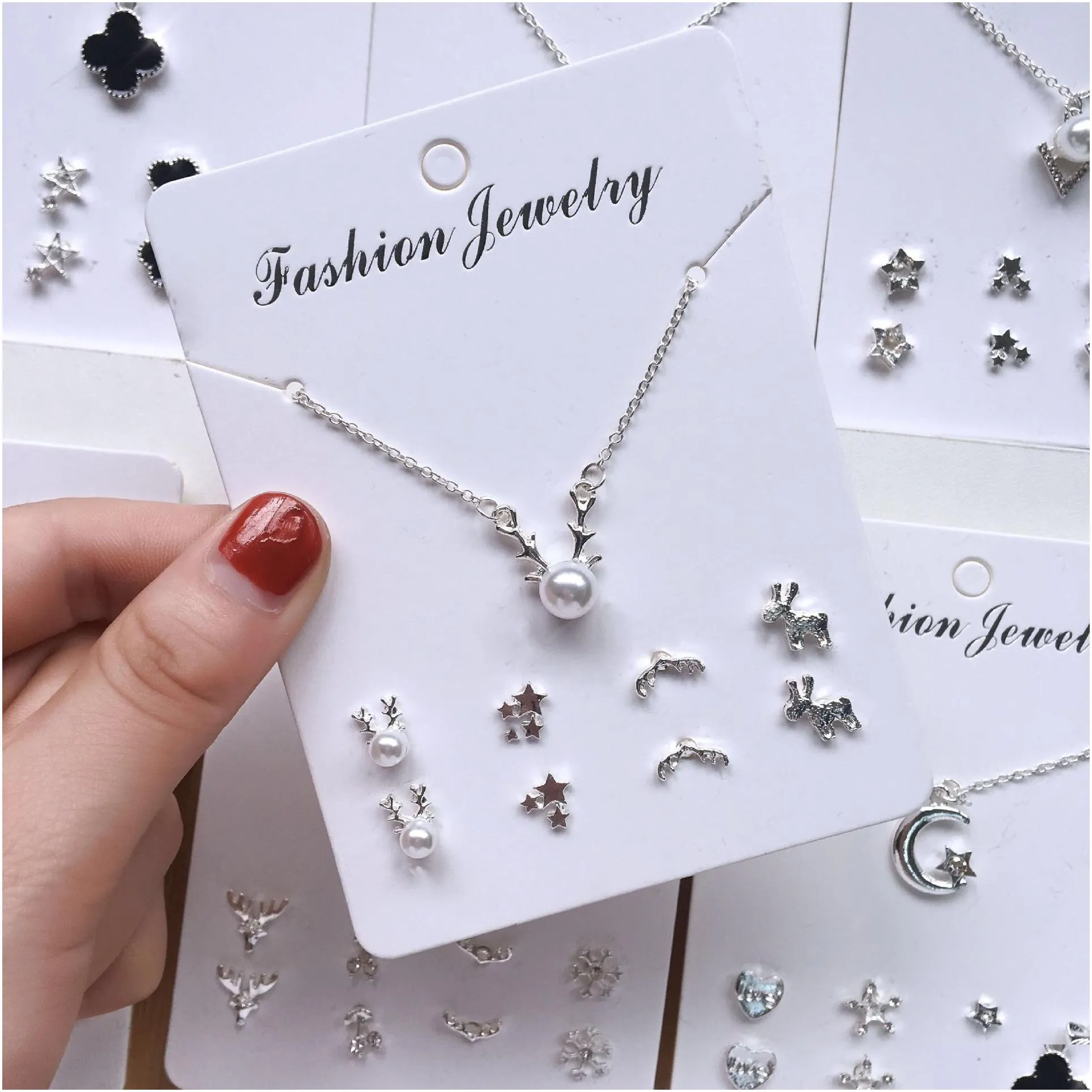jewelerry set pendant necklace earrings ins korean version clavicle chain simple personality earring pendant 