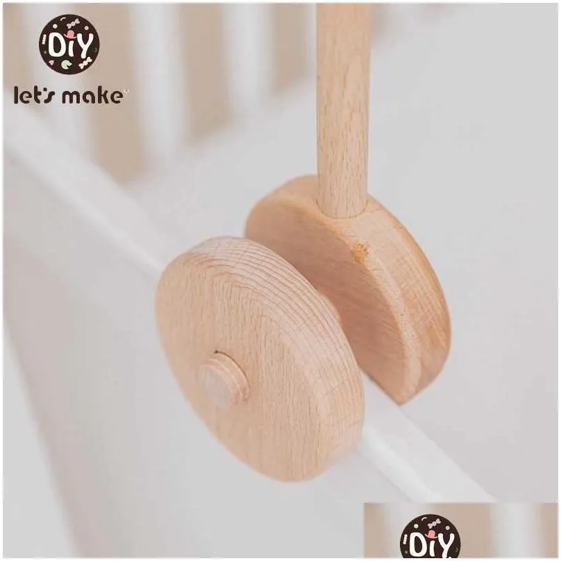 lets make baby wooden bed bell bracket mobile hanging rattles toy hanger baby crib mobile bed bell wood toy holder arm bracket 211021