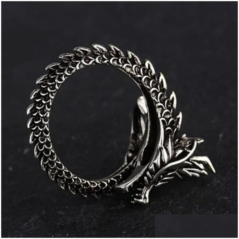 cool opening rings men women jewelry adjustable sterling dragon ring good gifts alloy animal metal unisex gothic punk ring