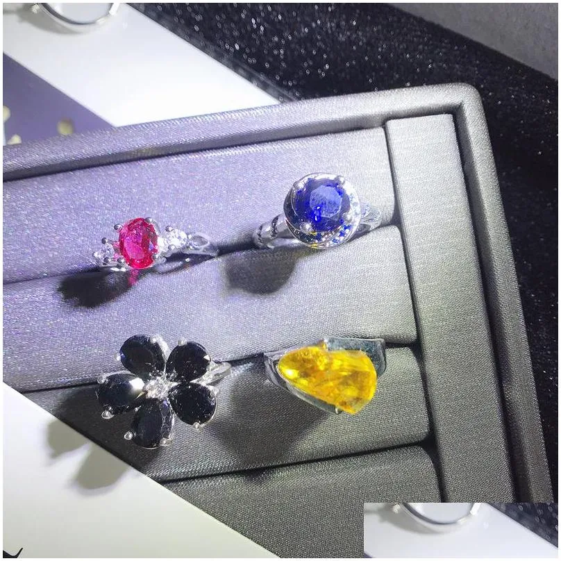 micro inlaid semiprecious stone ring colored zirconium rings real gold plated without fading fashion 925 mixed batch female